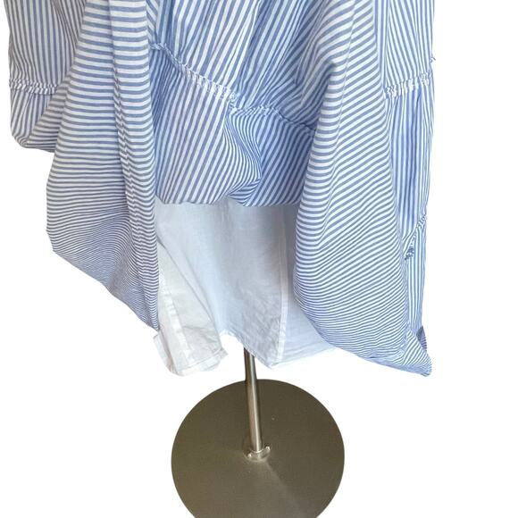J Crew Blue White Stripe Smocked Tiered Midi Dress Size M Coastal Sundress Beach - Picture 7 of 10